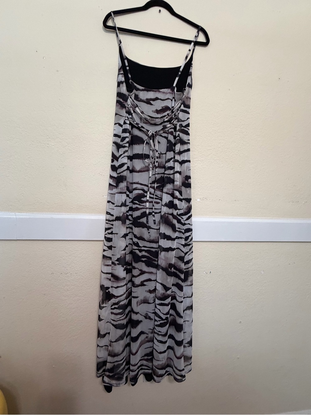 ASOS Sleek Zebra-Print Slip Dress in Black and Cream - Picture 7 of 8